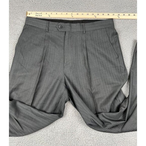 Porto Filo Extra Fine Men's Dress Pants Polyester Pinstripe Gray Size 32x28.5 - Picture 7 of 13